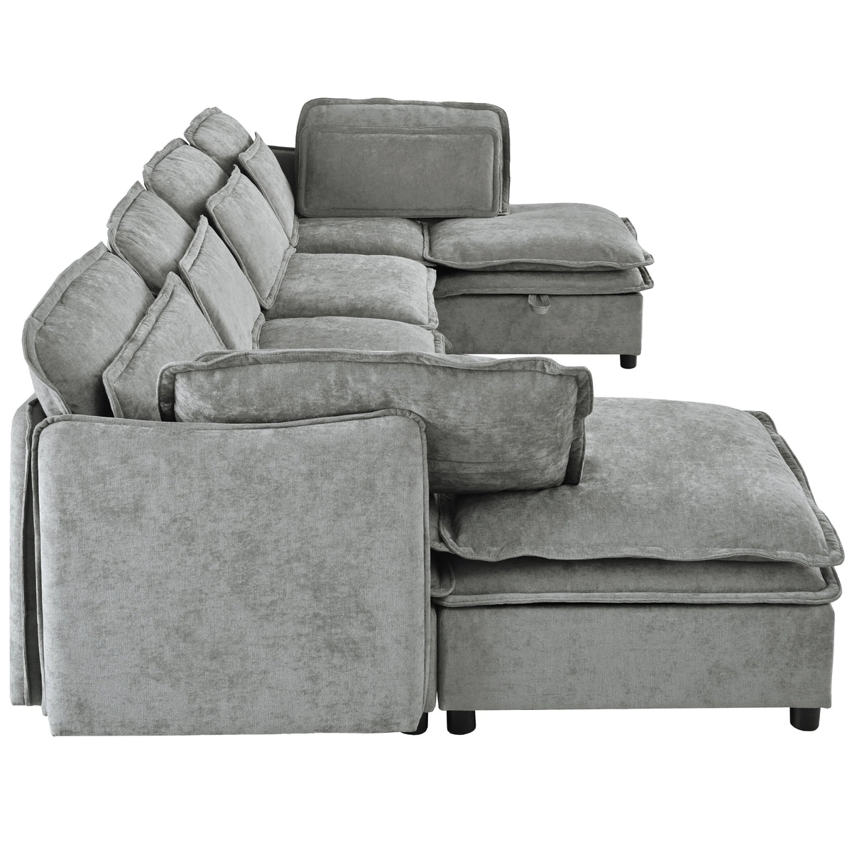Harper & Bright Designs Modern Modular Corner Sofa Sectional with 2 Storage Ottomans, Free Combination L-Shaped Couch Set with Double-Layer Cushion for Living Room, Dark Blue