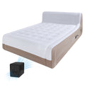 Luxury Queen Air Mattress with Headboard,18" Velvet Inflatable Mattress,Built-in USB-C Electric Pump,Premium Comfort for Home, Guests & Travel(Khaki)