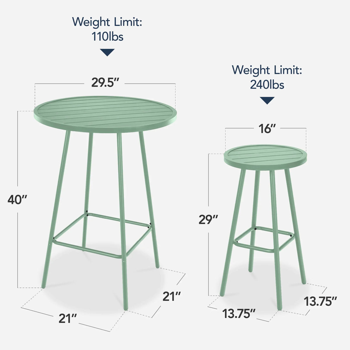 Best Choice Products 3-Piece Steel Patio Bar Height Round Bistro Set w/ Backless Stools, Slatted Design - Black