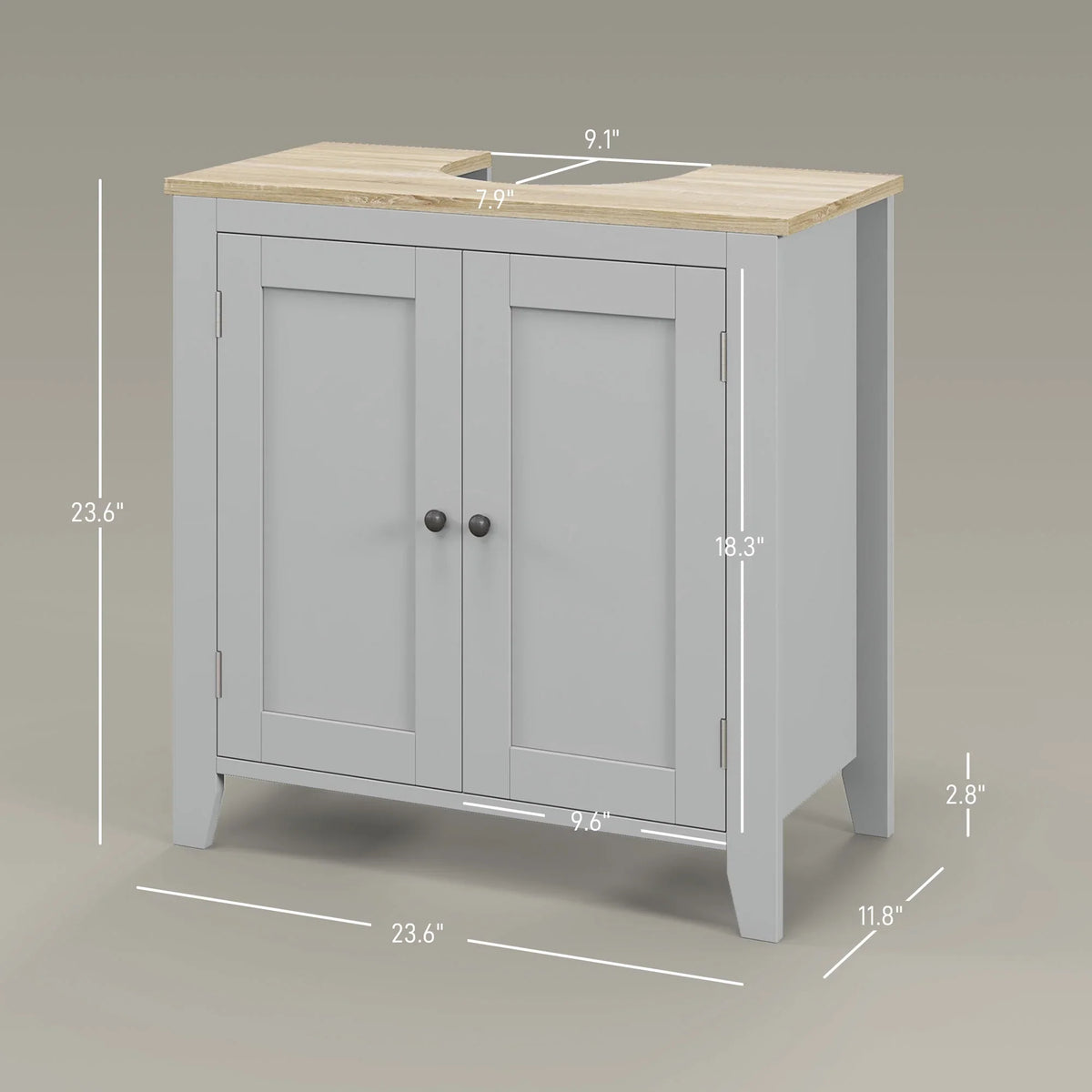 Kleankin Pedestal Sink Storage Cabinet, Under Sink Cabinet, Bathroom Vanity Cabinet with U-Shape and Adjustable Internal Shelf, White