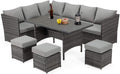 Danrelax 7-Piece Patio Conversation Set, Outdoor Sectional Sofa, PE Rattan Wicker Furniture, Steel Frame, Gray
