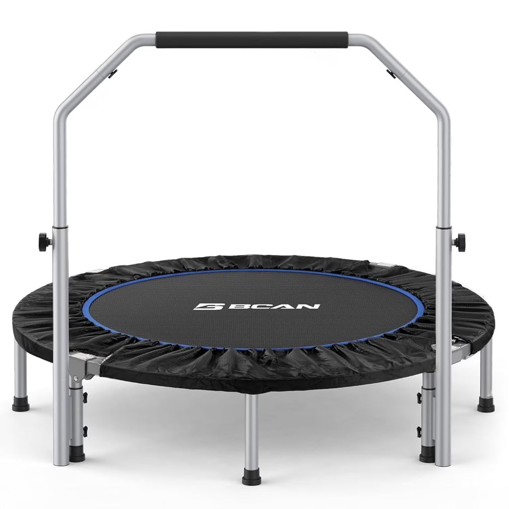 BCAN 40" Foldable Trampoline, Fitness Rebounder with Adjustable Foam Handle, Exercise Trampoline for Adults/kids Indoor/Garden Workout Max Load 330lbs