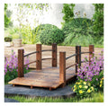 Wooden Garden Bridge Arc Footbridge 5ft - Stained Fir Wood Outdoor Decorative Bridge - Landscape Pathway Bridge with Rails - Garden Pond Bridge