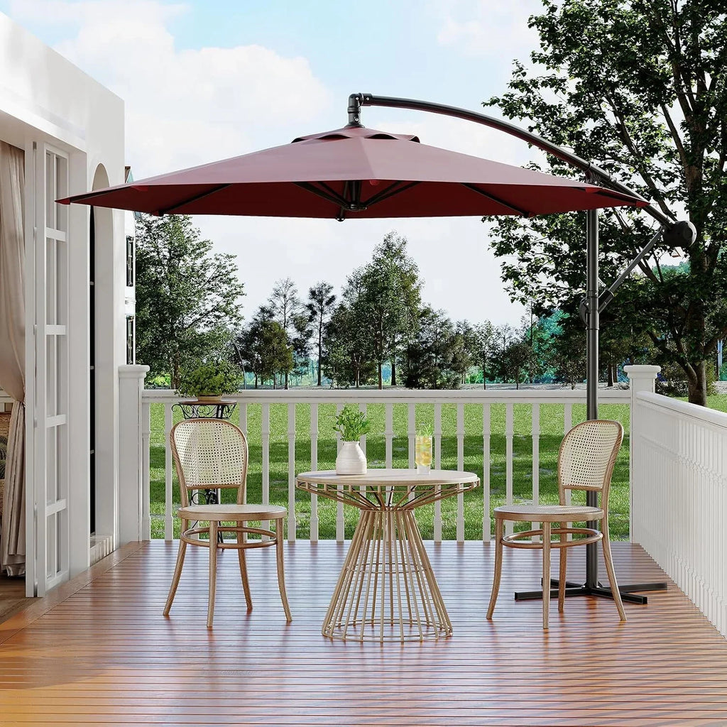 Emorefun Cantilever Umbrella, 10ft Heavy Duty Patio Umbrella with Easy Lift & Tilt Adjustment, Large Outdoor Umbrella for Deck Pool Garden Backyard, Navy Blue