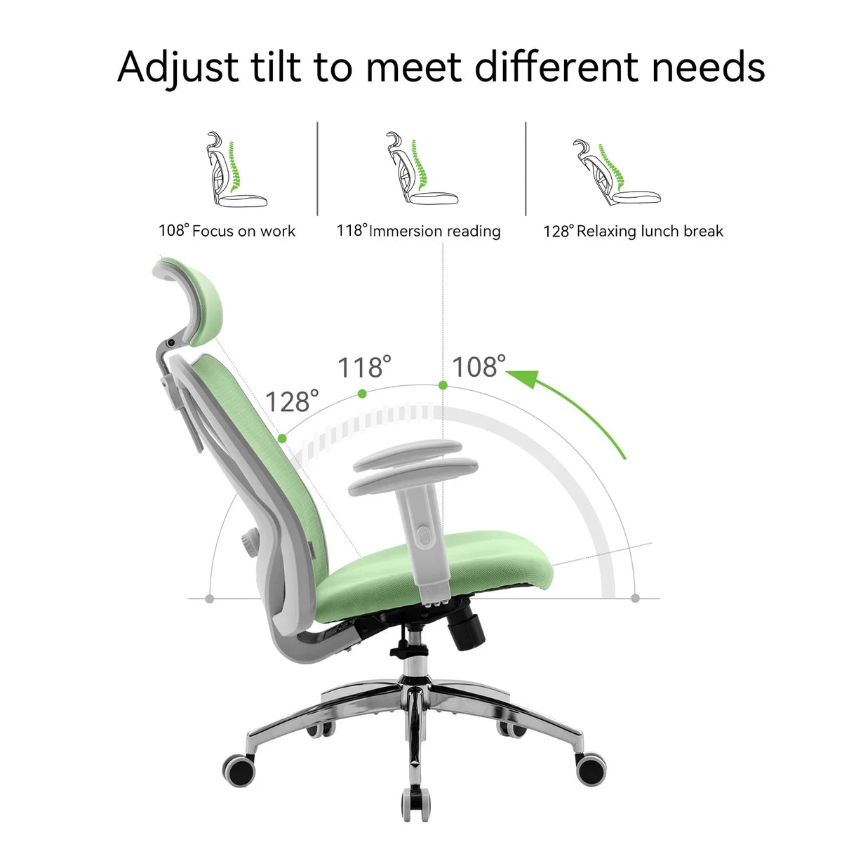 SIHOO M18 Mesh Ergonomic Office Chair with Adjustable Lumbar Support, High Back, Black