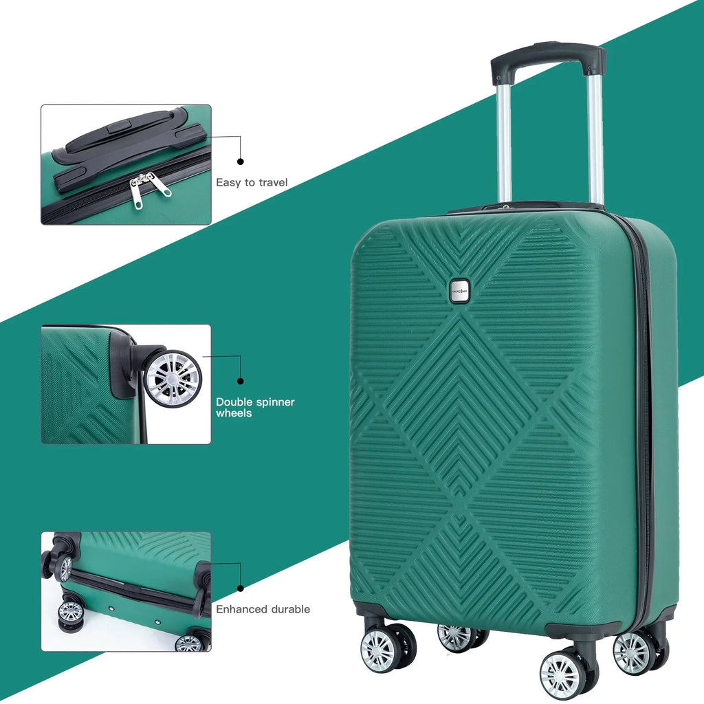 Tripcomp Luggage Sets 4 Piece Suitcase Set (14/20/24/28)Hardside Suitcase with Spinner Wheels Lightweight Carry on Luggage(Black)