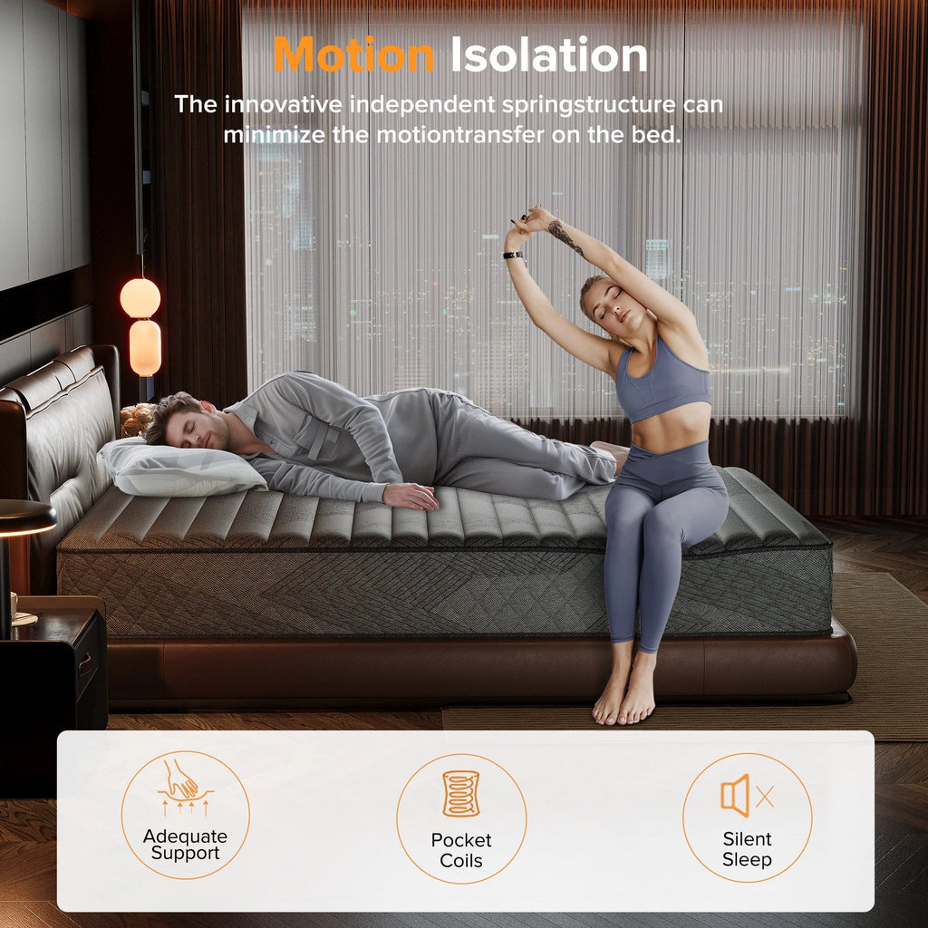 LIBORIA Queen Mattress, 10 inch Gel Memory Foam Hybrid Mattress for Cooling Sleep & Pressure Relief, Medium Firm, CertiPUR-US