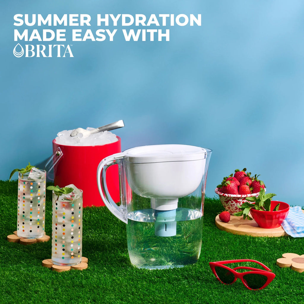 (2 pack) Brita Large 10 Cup White Tahoe Water Filter Pitcher with 1 Brita Elite Filter