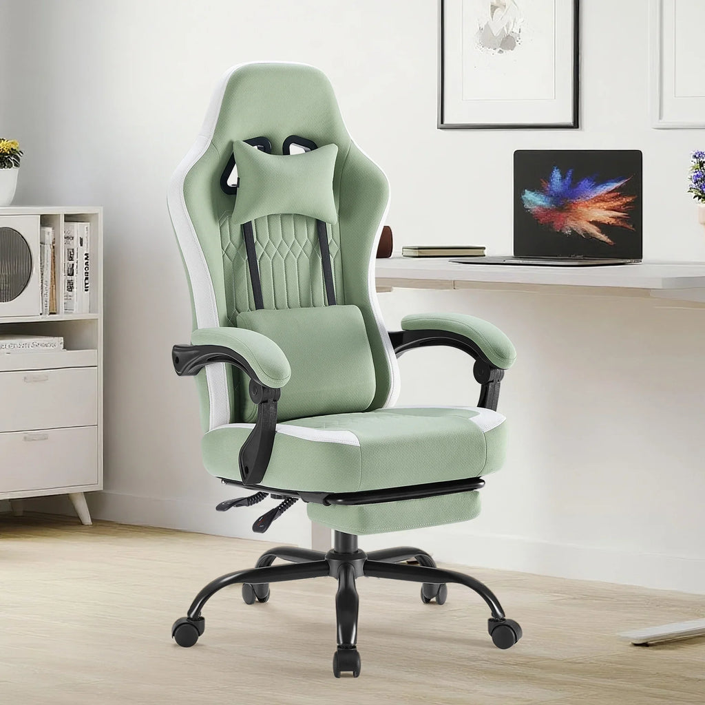 MCQ Ergonomic Swivel Gaming Chair with Headrest Lumbar Support for Home Office, Black and Grey