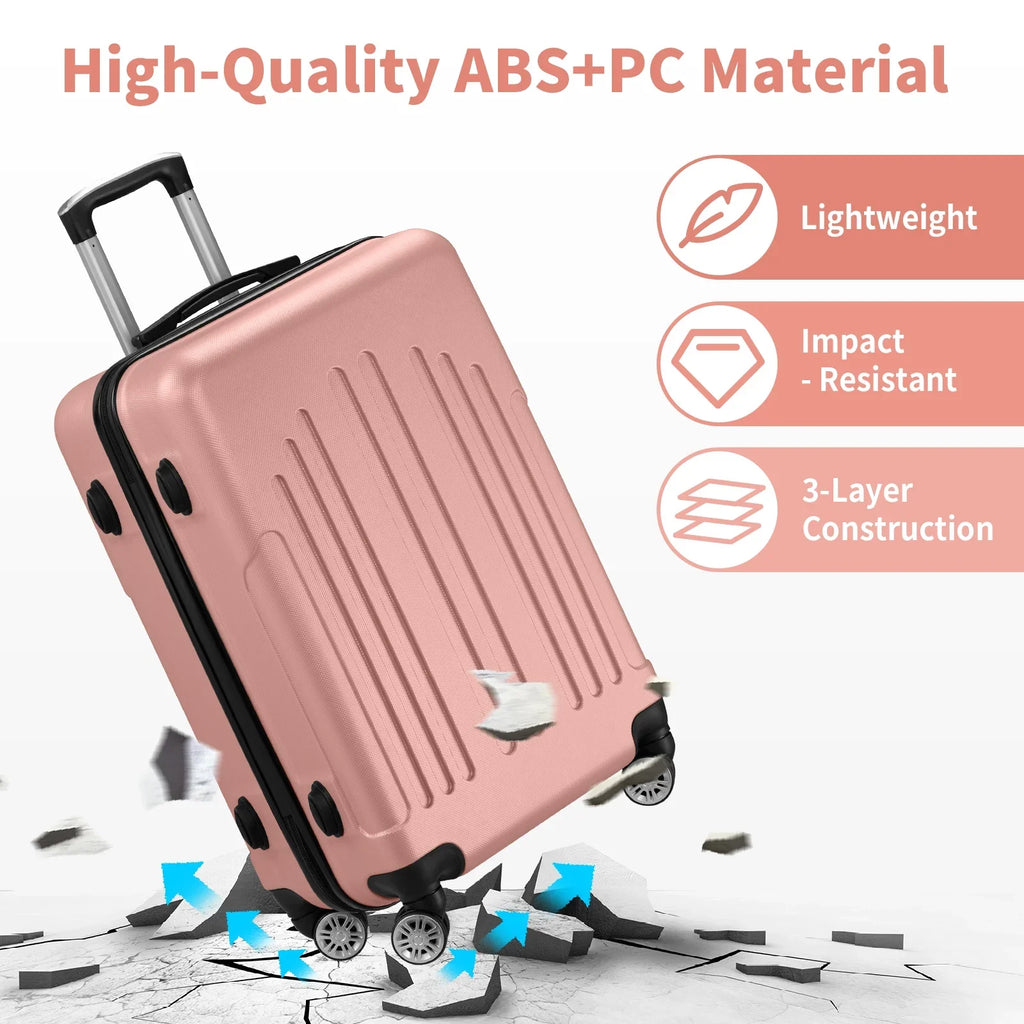 Red 3-Piece Hardshell Spinner Luggage Set (20in, 24in, 28in) - Large ABS Suitcase Set with 8 Wheels, Lightweight & Durable for Travel