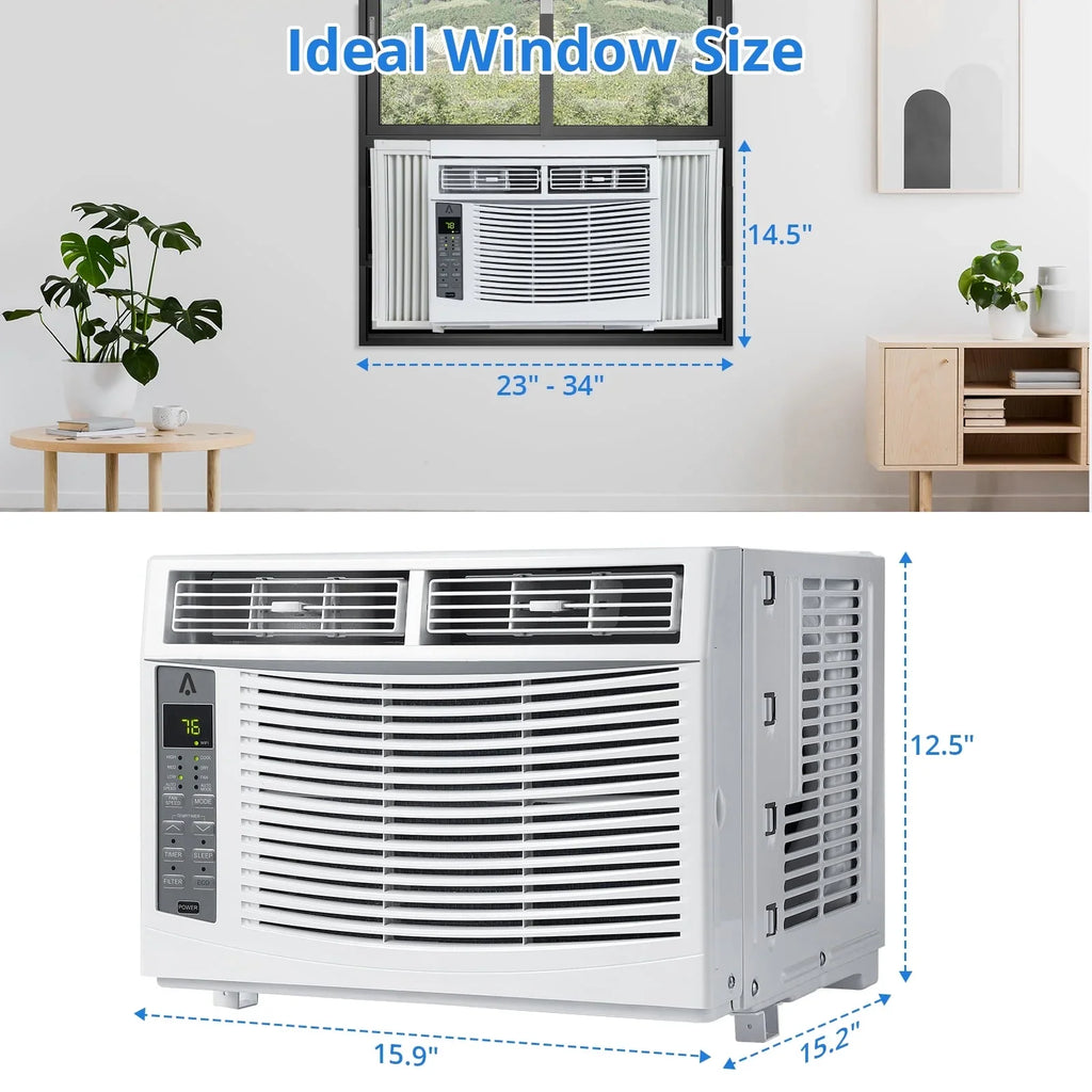 Lumiparty 6,000 BTU Window Air Conditioner, Cools 250 Sq.ft., Window AC Unit with Remote Control, Sleep Mode, Bedroom, Room, Office, White