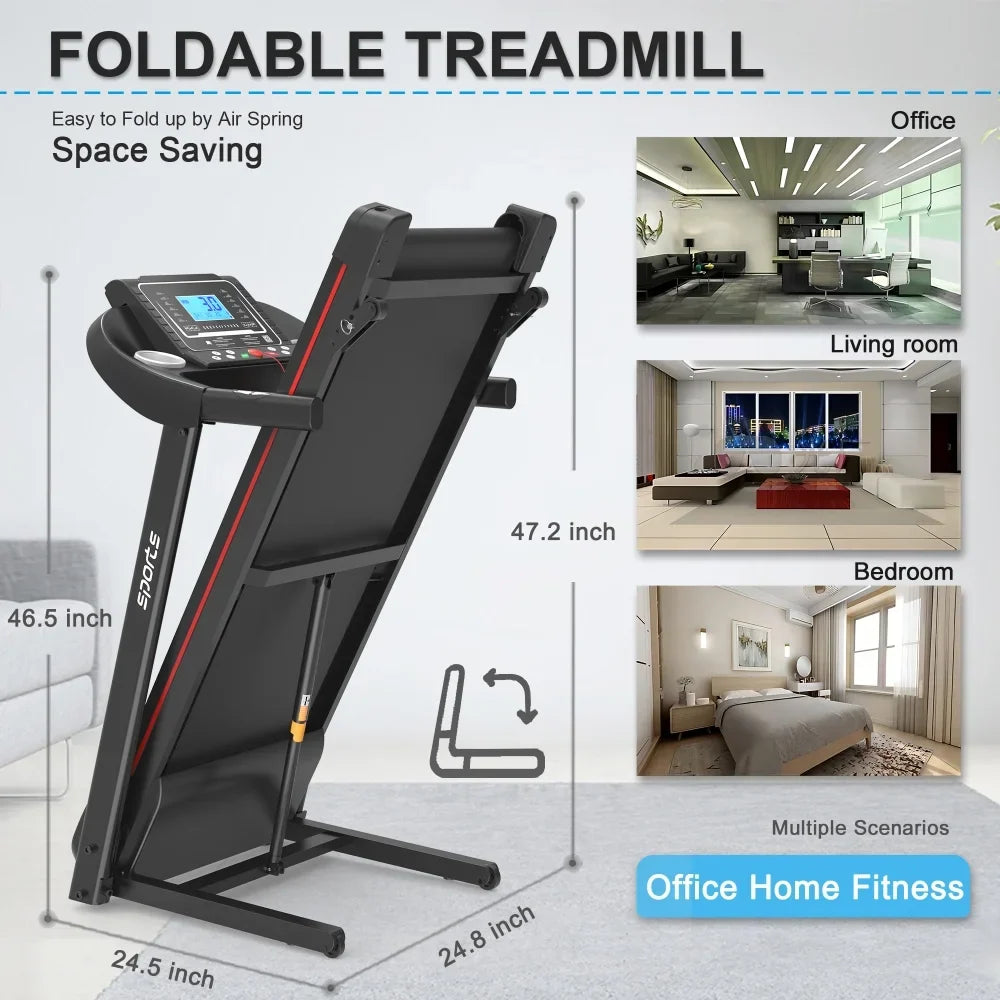 Holaki Home Foldable Treadmill with Incline, Folding Treadmill for Home Workout, Electric Walking Running Treadmill Machine 5" LCD Screen 250 LB Capacity Bluetooth Music