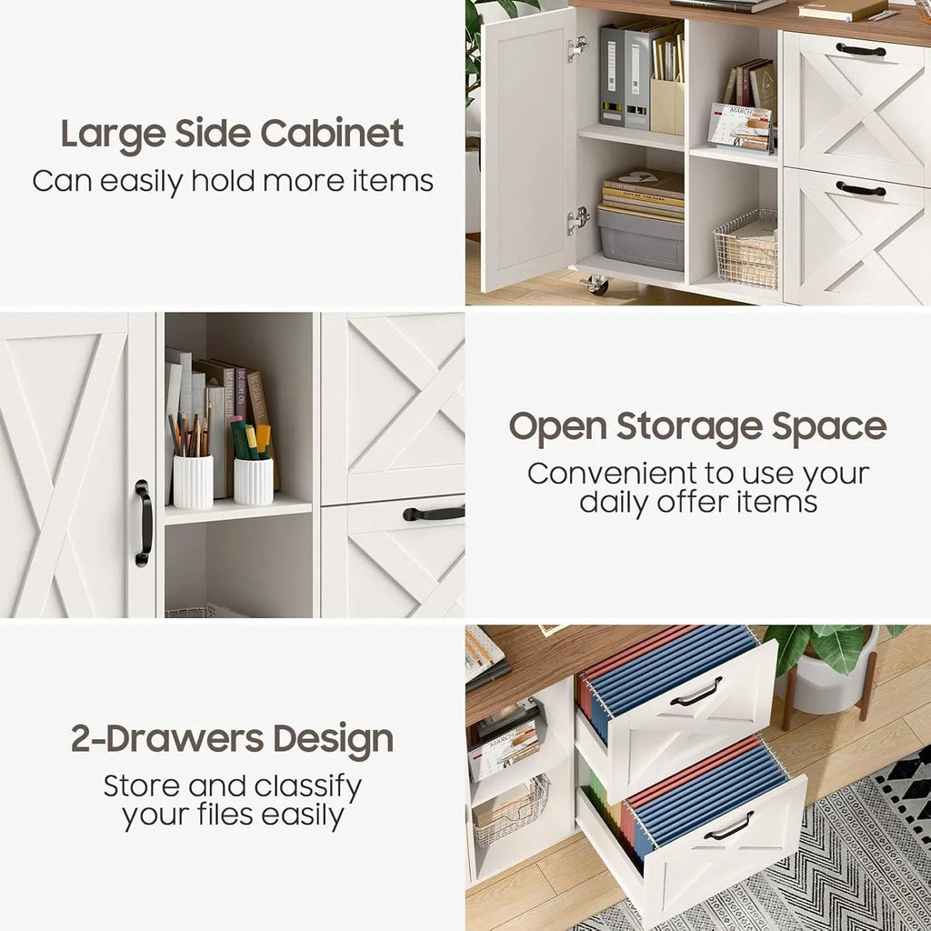 Vabches 2 Drawer Lateral File Cabinet,Mobile Wood office Cabinet for Home Office,Printer Stand with Open Storage Shelves.