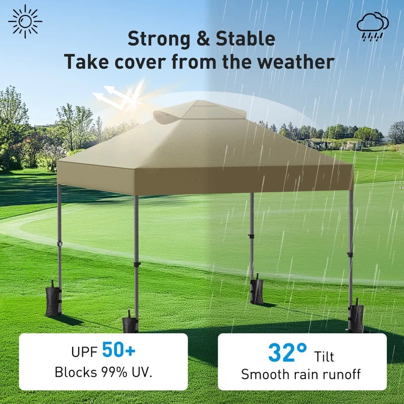 CHITOOMA 10 x 10ft Pop up Canopy Tent, Instant Outdoor Shelter Easy Portable Straight Leg Canopy Tent with Pockets Sidewall, White