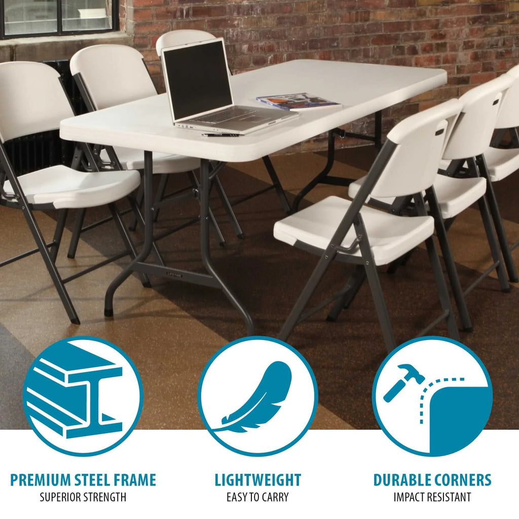 Lifetime 6' Commercial Grade High-Quality Folding Table, White