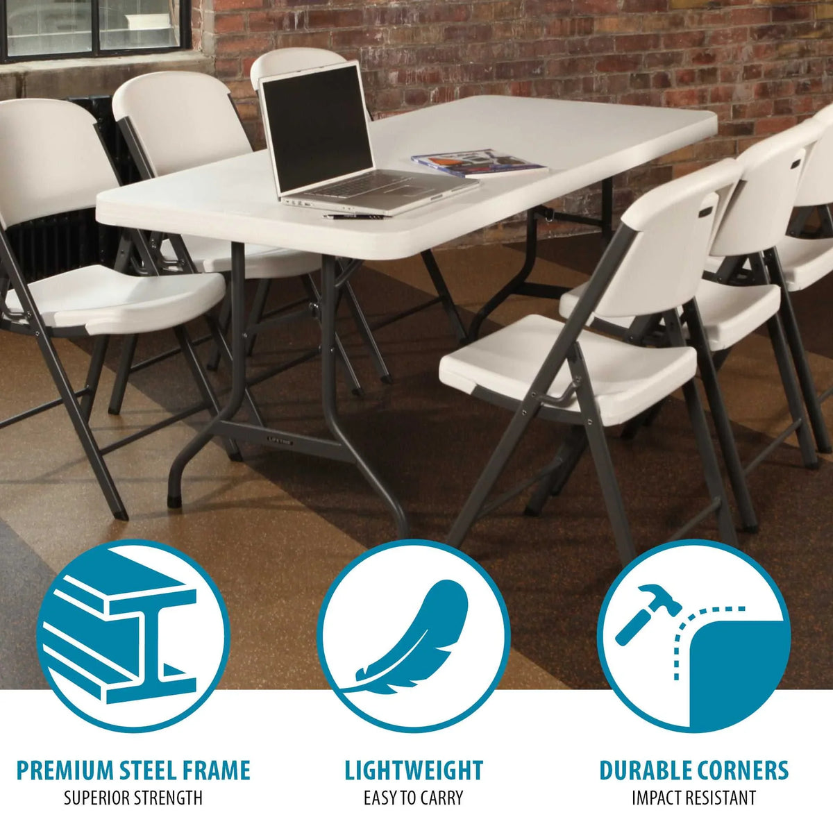 Lifetime 6' Commercial Grade High-Quality Folding Table, White