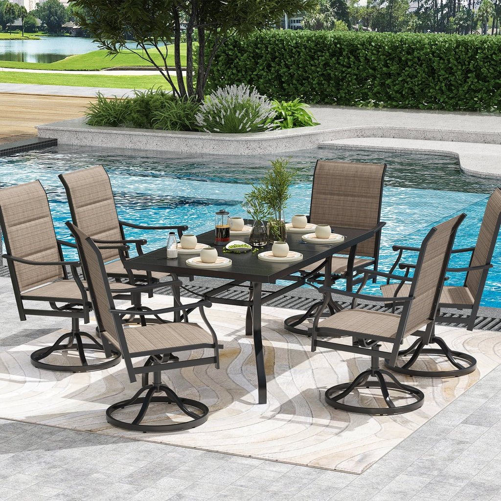 STARY Patio Dining Table 35"x35", Square Outdoor Dining Table with 1.57" Umbrella Hole for Patio Graden Backyard and Poolside