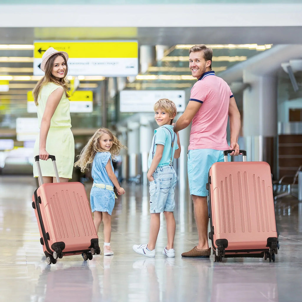 Red 3-Piece Hardshell Spinner Luggage Set (20in, 24in, 28in) - Large ABS Suitcase Set with 8 Wheels, Lightweight & Durable for Travel