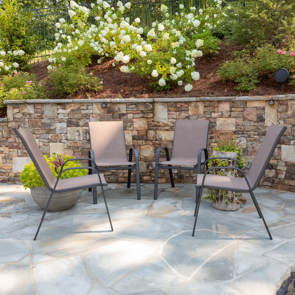 Flash Furniture Flash Furniture Brazos Series Outdoor Stackable Patio Chairs for Adults, Set of 4, Black