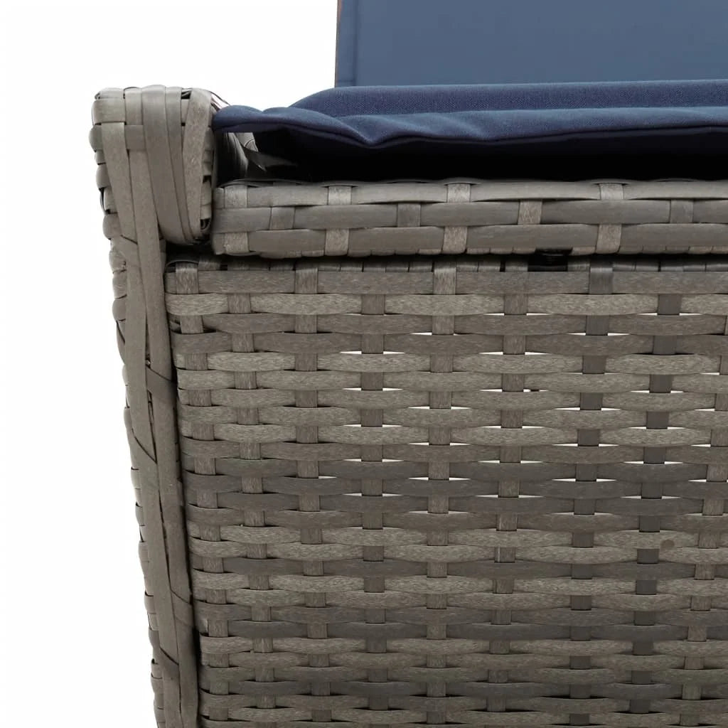 vidaXL Double Sun Lounger with Cushions Outdoor Poly Rattan Brown/Gray/Black