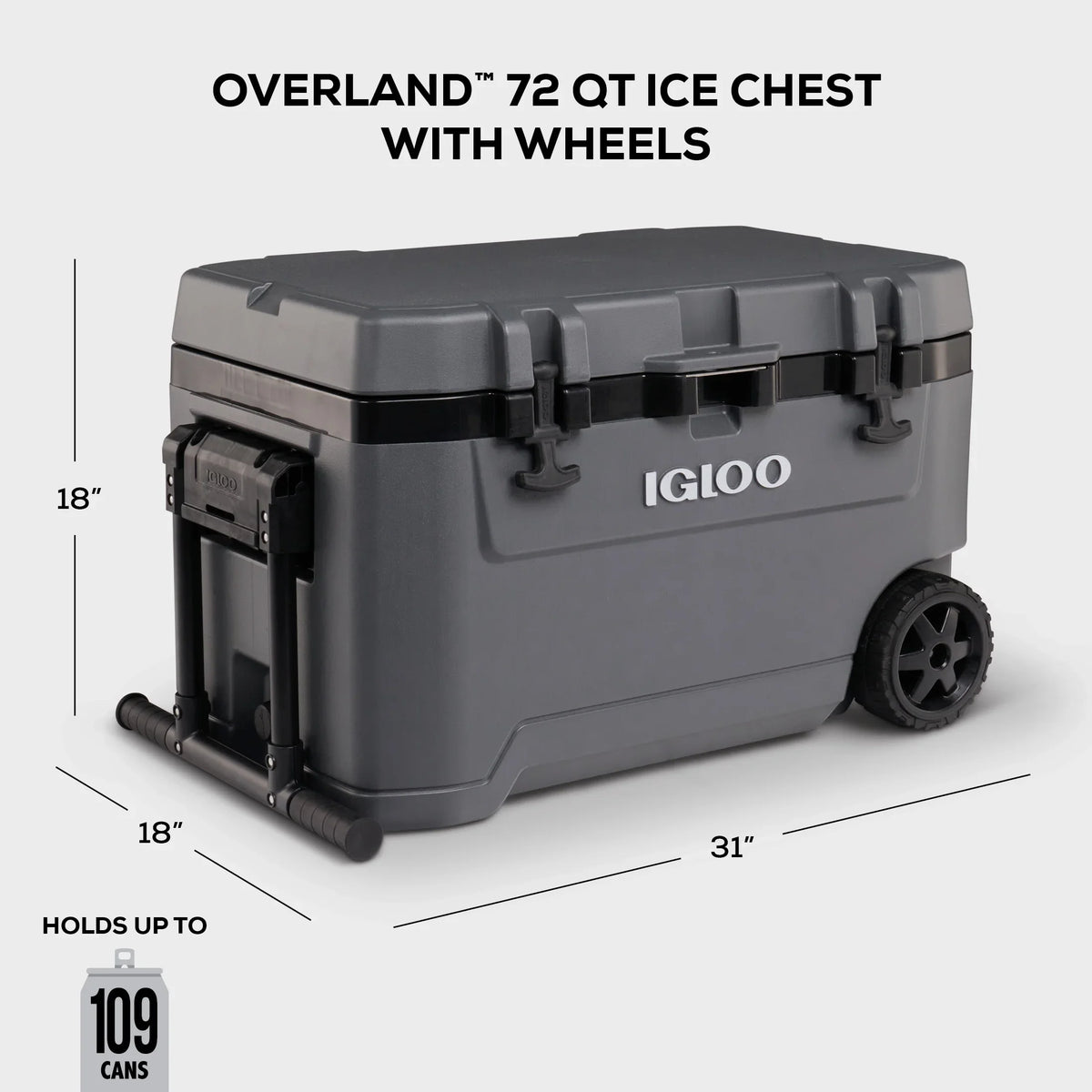 Igloo 72 QT Overland Ice Chest Cooler with Wheels, White