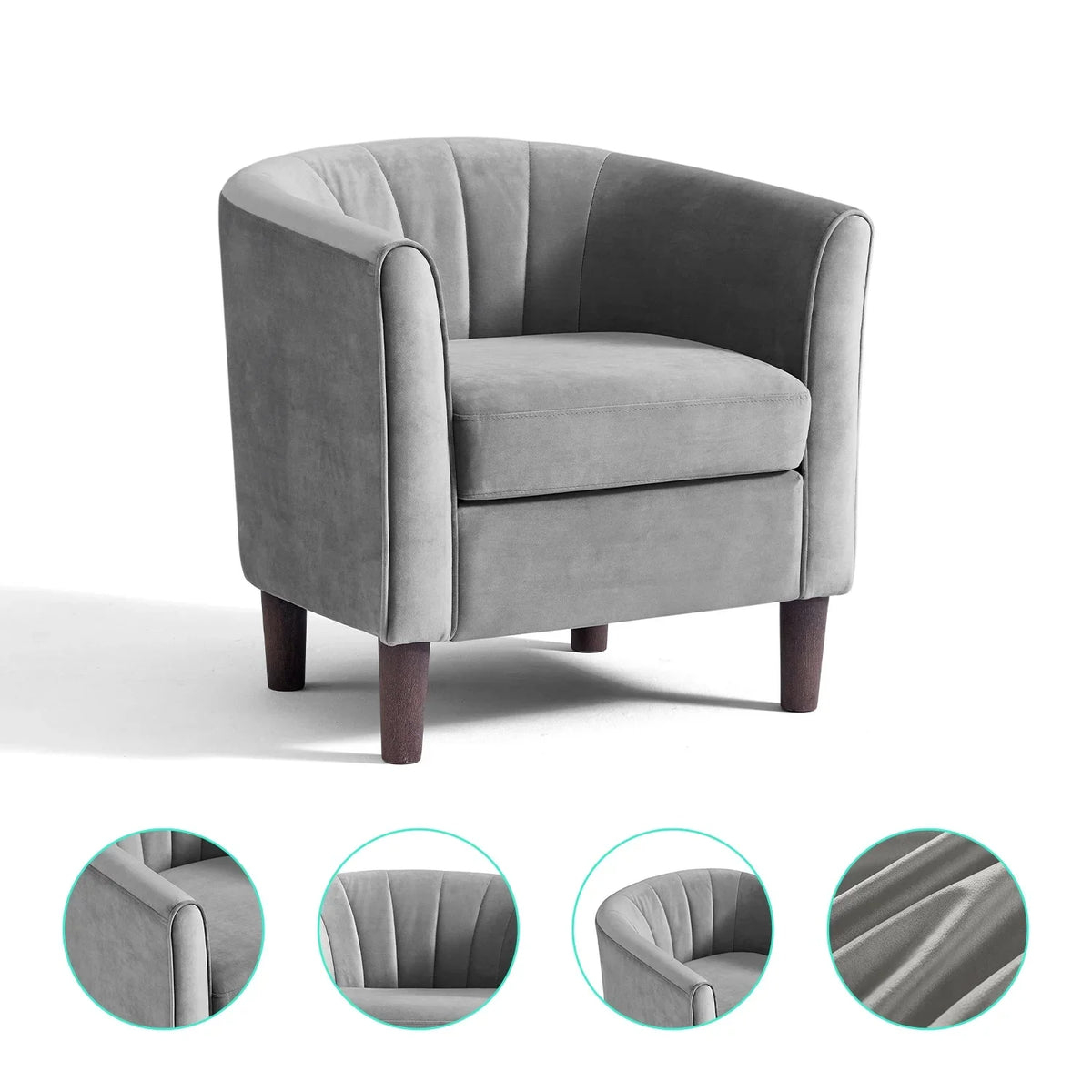 LINSY HOME Chenille Accent Chair with Ottoman for Living Room, Dark Gray