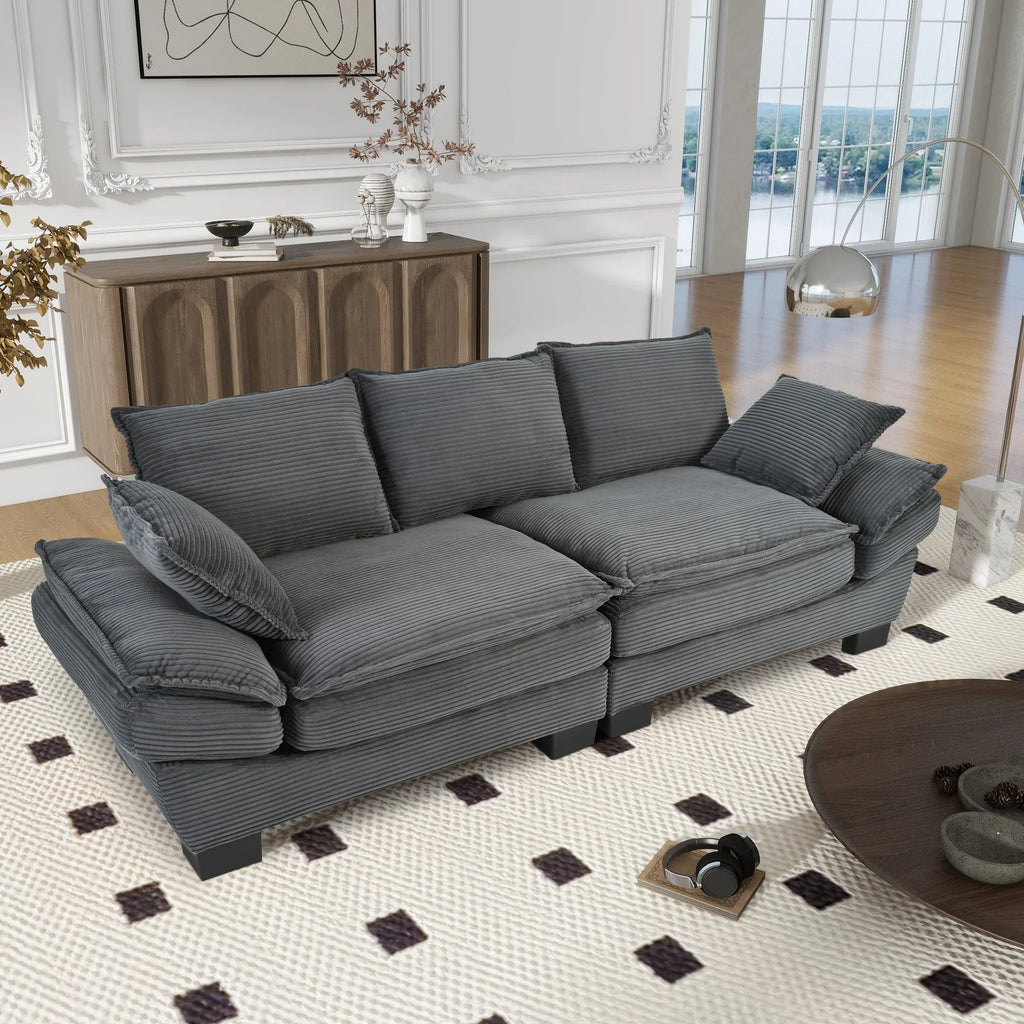 NYBOPAVIS 85.4" Corduroy Sofa, Oversized Loveseat Sofa Couch for Living Room Green