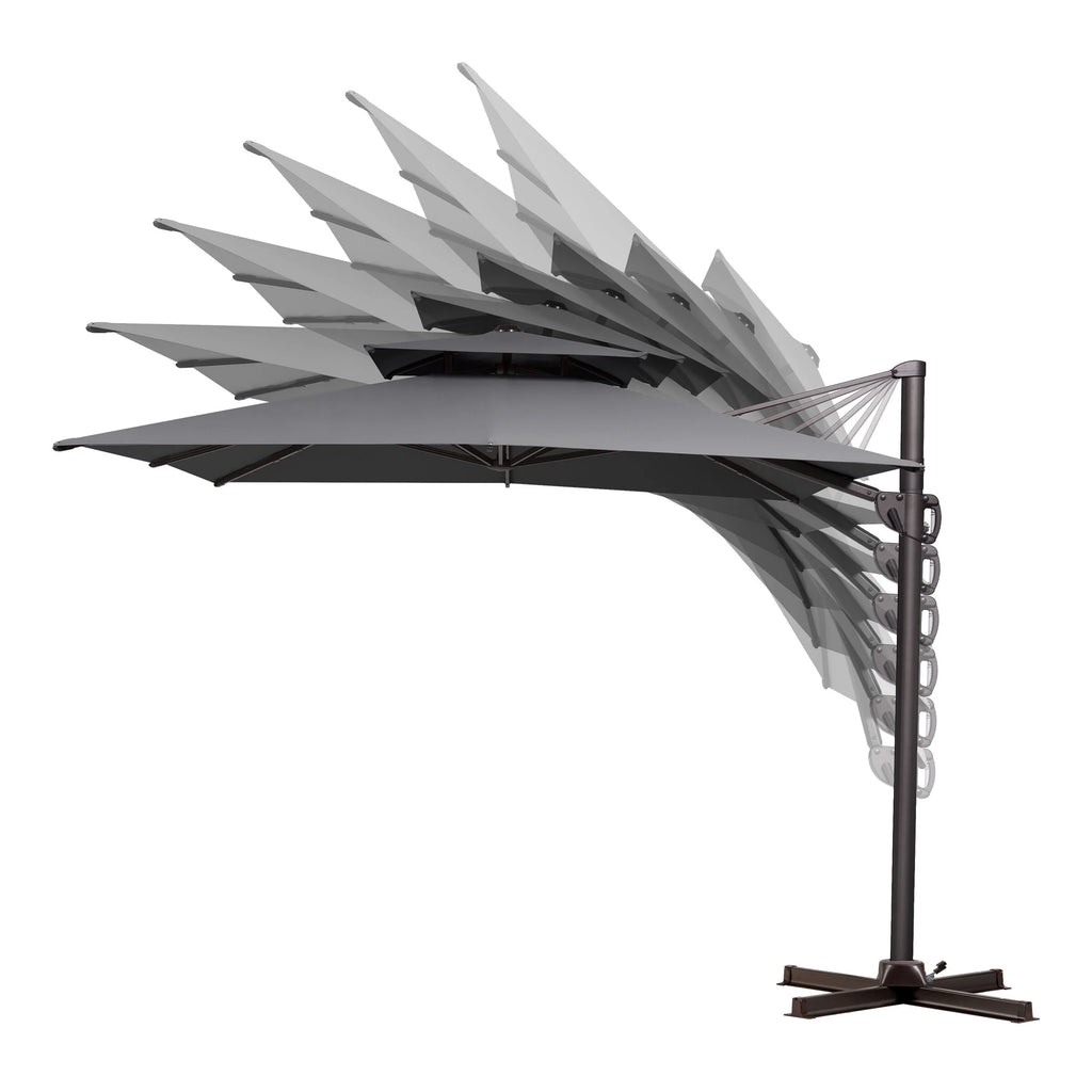 Pellebant Outdoor 9x11FT Patio Umbrella Cantilever Offset with No Base, Dual Top Navy Blue