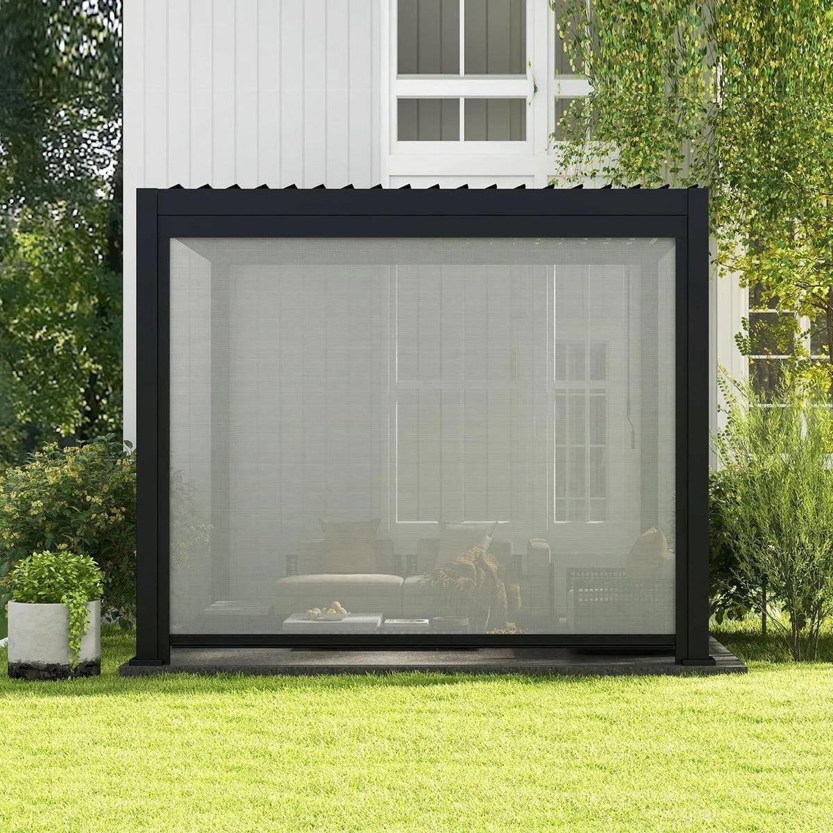 Mirador 111S Pergola Accessories, 1/3 10' Side Aluminum Deco Wall Screen, Charcoal (Not Pergola)