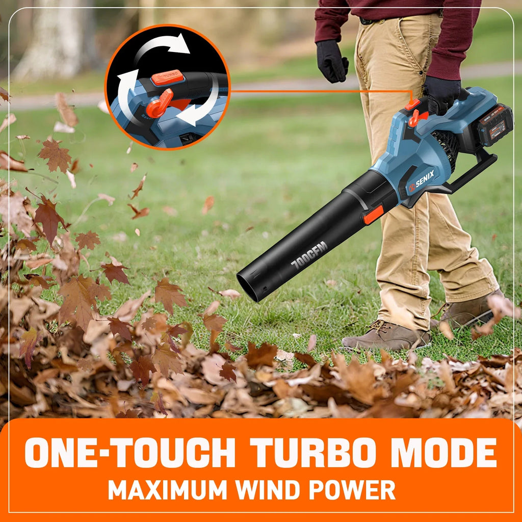 SENIX X6 60V Max* Brushless Cordless Leaf Blower with 4.0 Ah Battery and Charger, Variable Speed Up to 810CFM 170MPH, BLAX6-M1