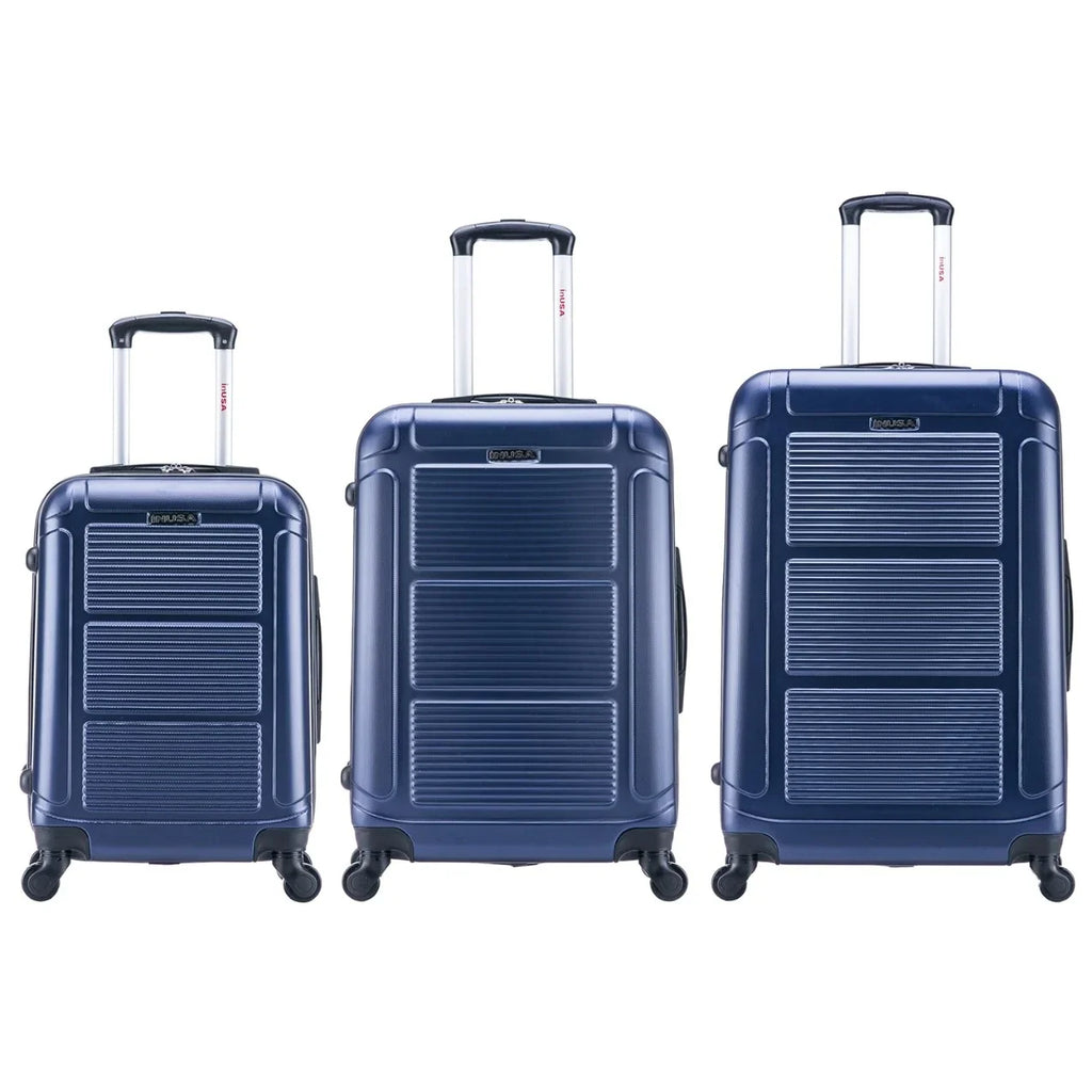 InUSA Pilot 3-Piece Hardside Luggage Sets with Spinner Wheels, Handle, Trolley, (20"/24"/28"), Blue