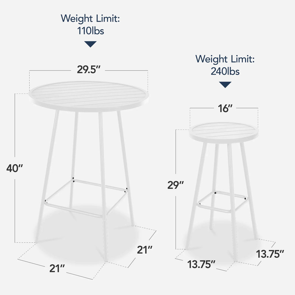 Best Choice Products 3-Piece Steel Patio Bar Height Round Bistro Set w/ Backless Stools, Slatted Design - Black