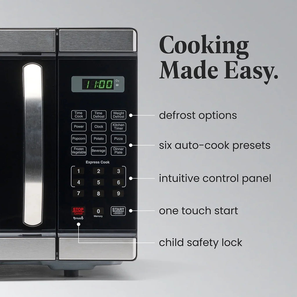 Farberware Countertop Microwave Oven with LED Lighting & Child Lock, 0.7 Cu Ft Black