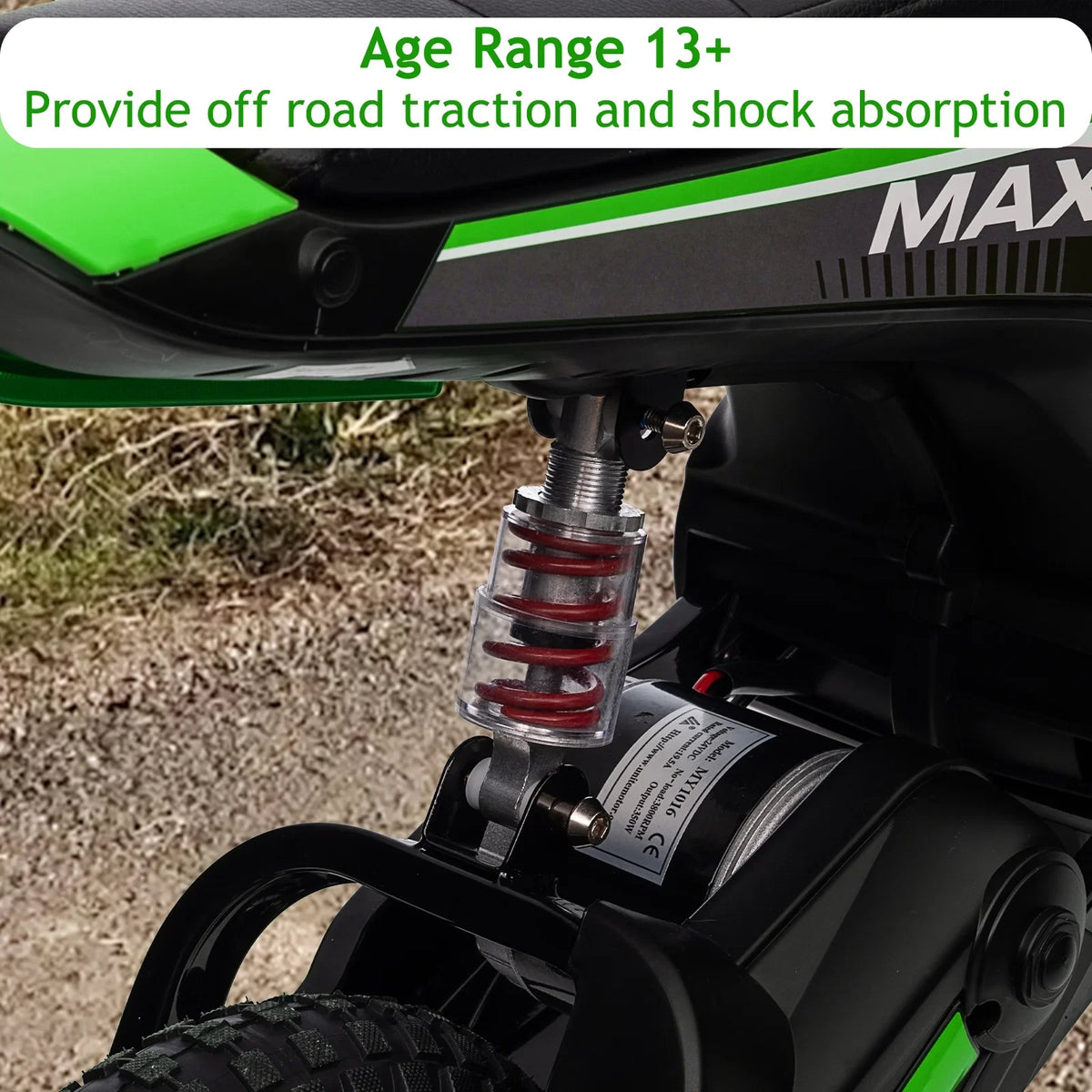 Kids Electric Dirt Bike,Electric-Powered Bike,2 Speed Settings,14.29 MPH Max,All-Terrain Electric Motorcycle for Ages 6-12,High-Speed Electric Dirt Bike for Kids,24V 350W