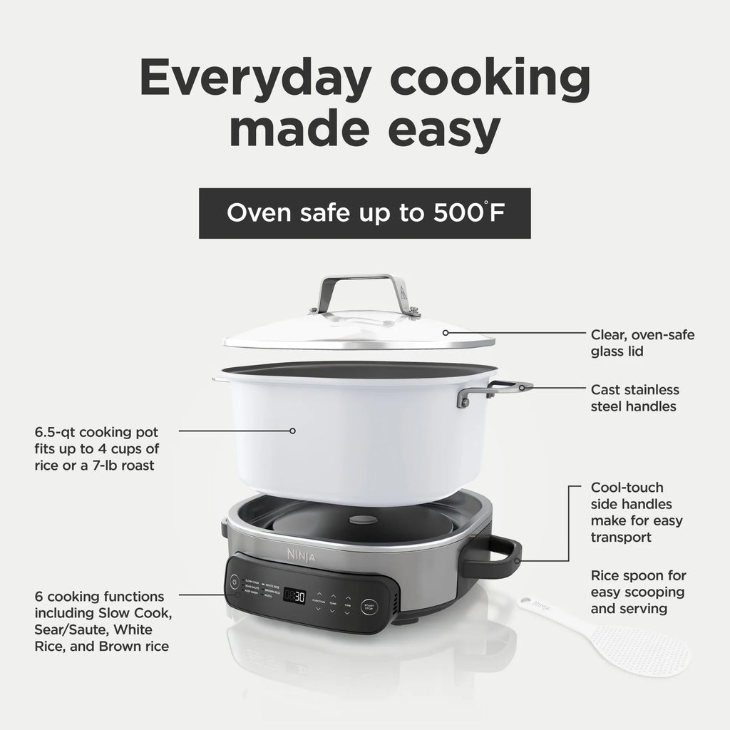 Ninja Foodi 6.5 qt Everyday PossibleCooker, Stainless Steel/White, Multi Cooker, Slow Cooker, MC1100