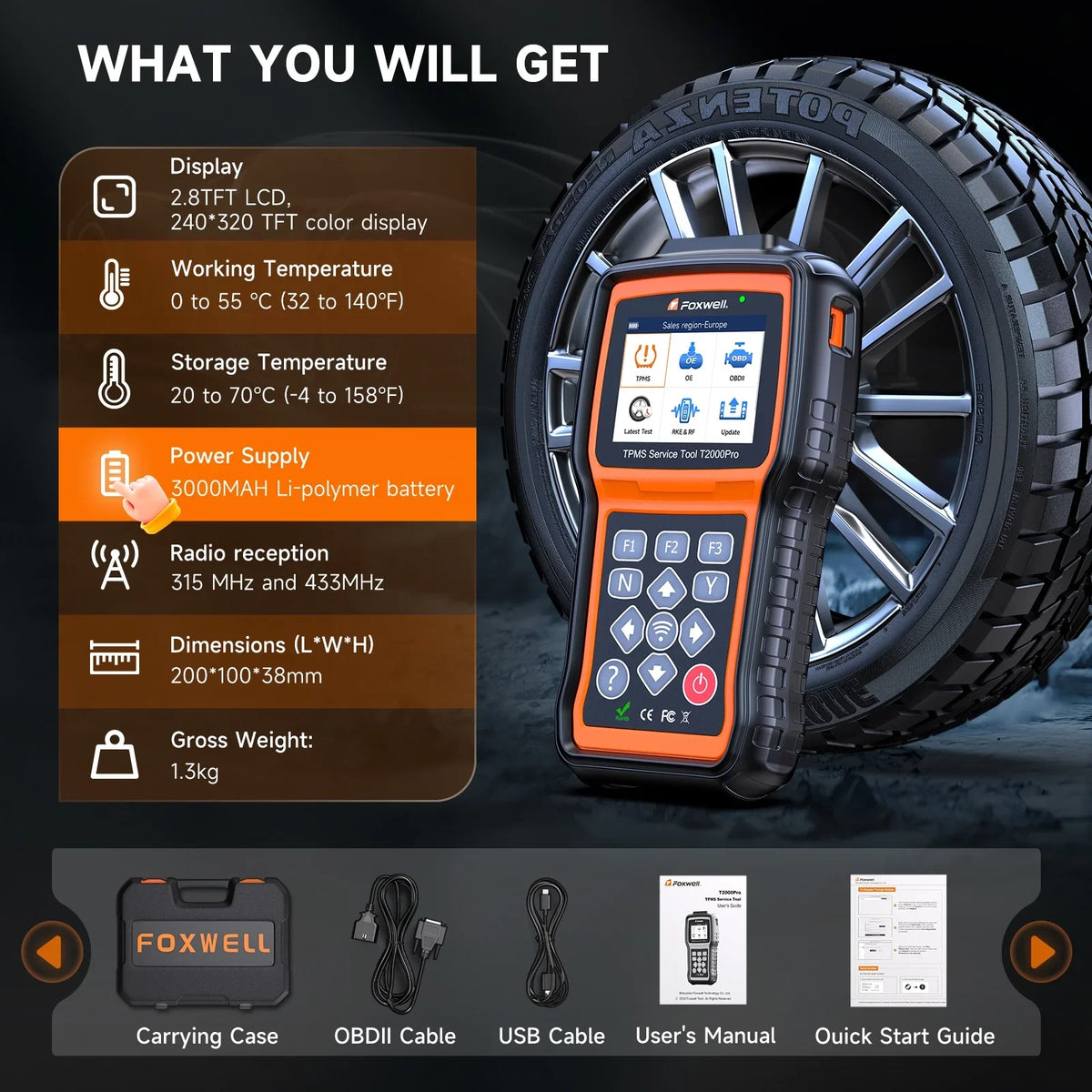 FOXWELL TPMS Reset Tool relearn Tool, Activate/Relearn All Sensors, TPMS Scan Tool Read/Clear DTCs, TPMS Program-ming Tool