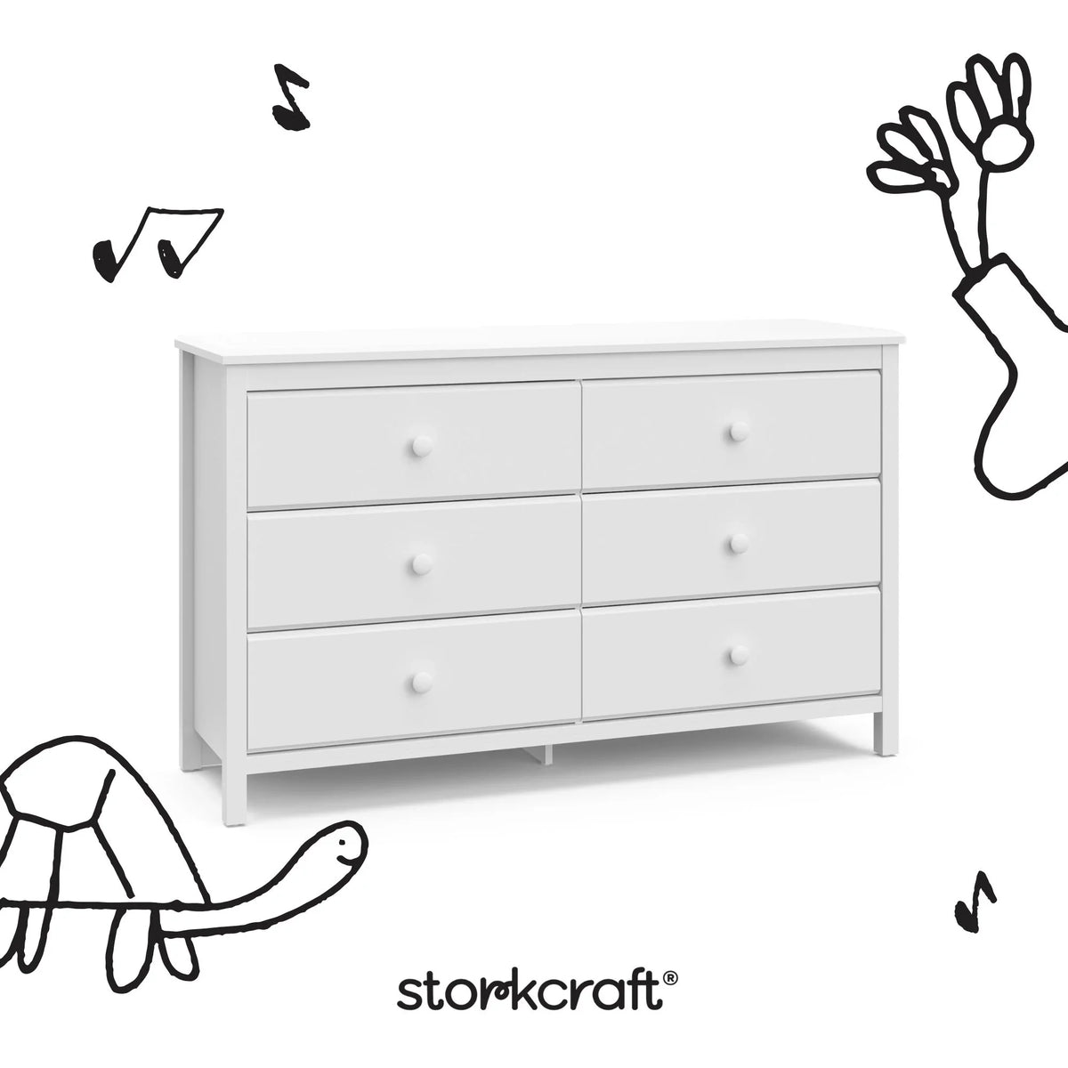 Storkcraft Alpine 6 Drawer Nursery Double Dresser, Olive