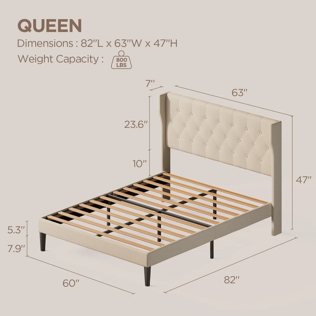 Lofka Queen Bedroom Furniture Set with Wingback Bed Frame, 2-Drawer Nightstand, 5-Drawer Dresser, 6-Drawer Dresser
