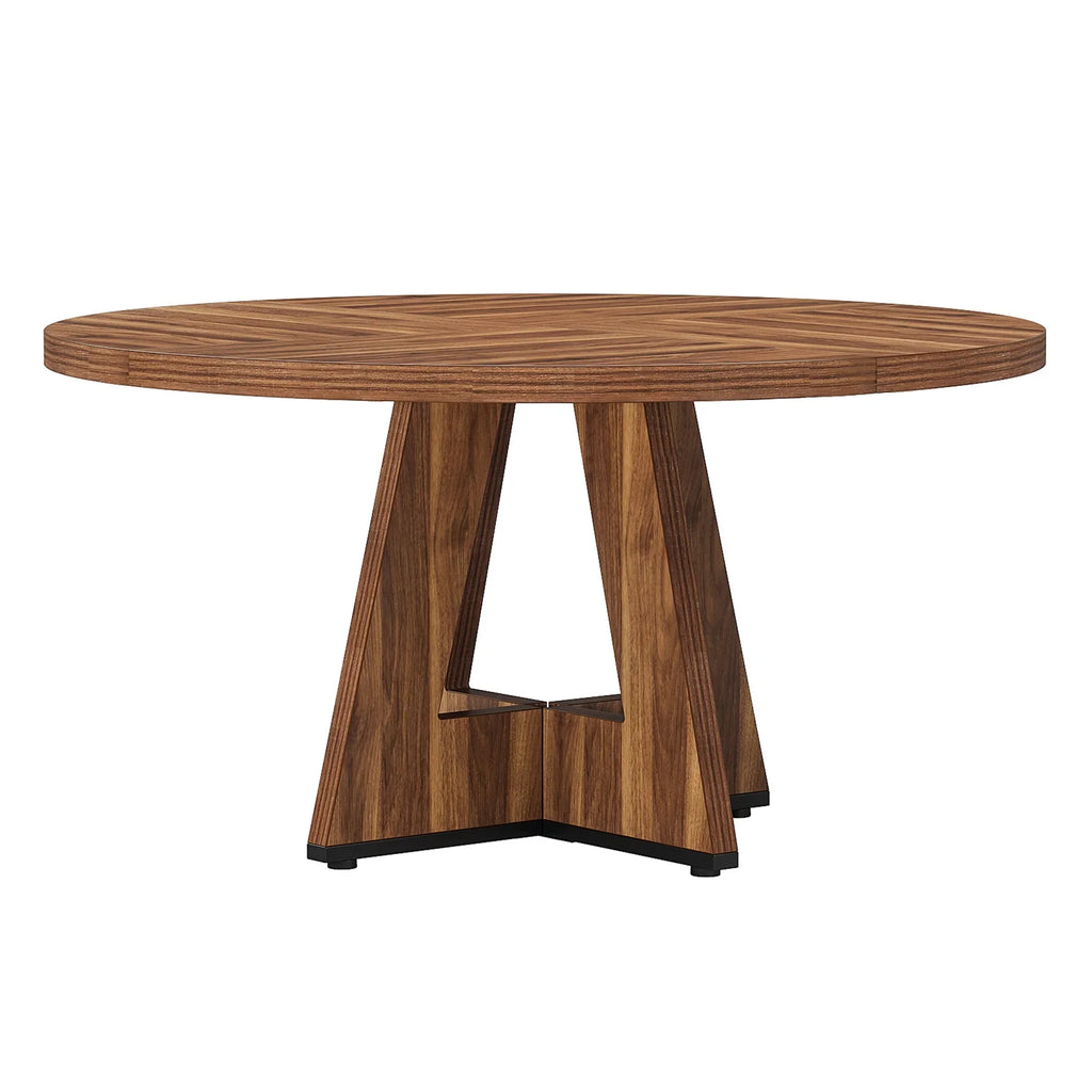 MAYEERTY Round Dining Table for 4, 47" Wood Kitchen Table Farmhouse Dinner Table