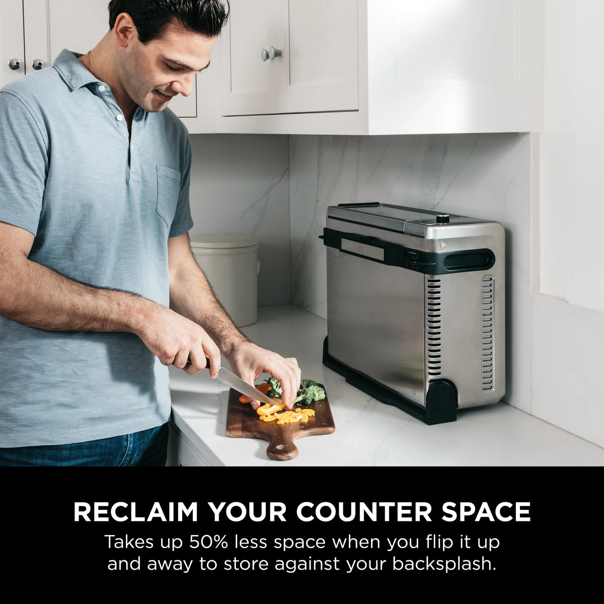 The Ninja Foodi Digital Air Fry Oven, Convection Oven, Toaster, Air Fryer, Flip-Away for Storage, 1800 watts, Stainless Steel, SP100