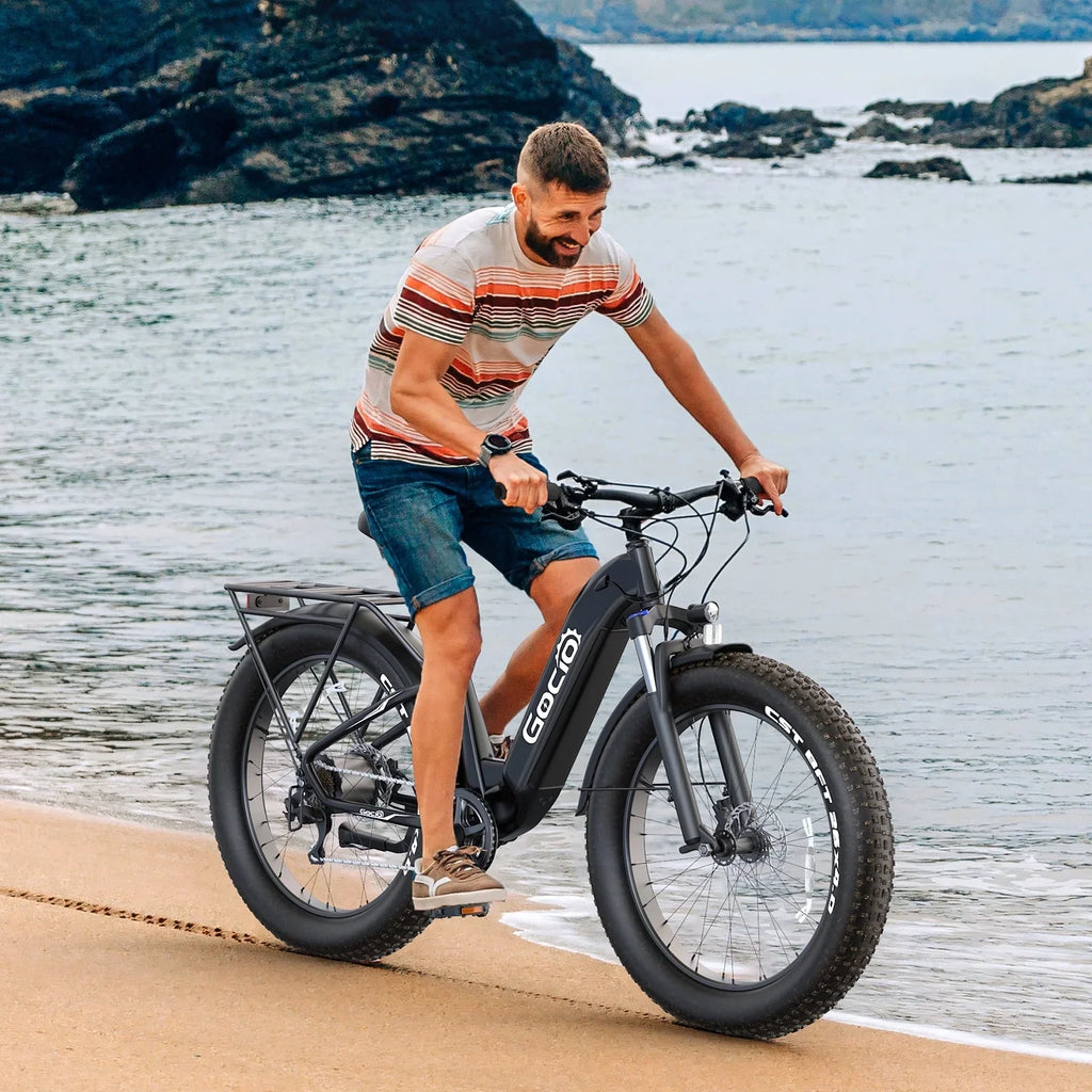 Gocio Electric Bike for Adults, 26" Fat Tire E-Mountain Bike, 1350W Peak Motor 48V 15Ah Battery, 22MPH 7-Speed Ebike for off Road, UL 2849