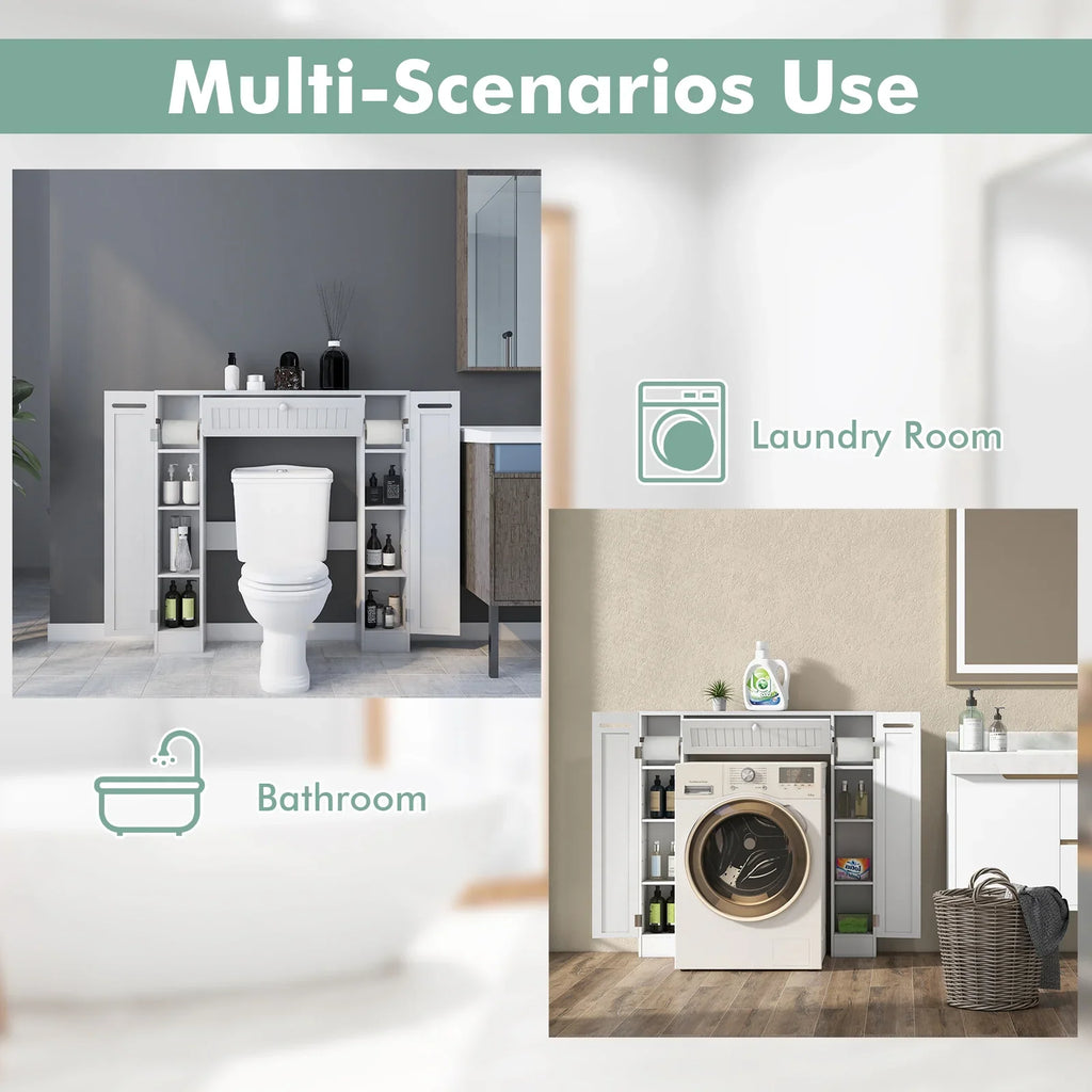 Topbuy Over The Toilet Storage Cabinet Bathroom Space Saver Organizer with Adjustable Shelves & Paper Holder