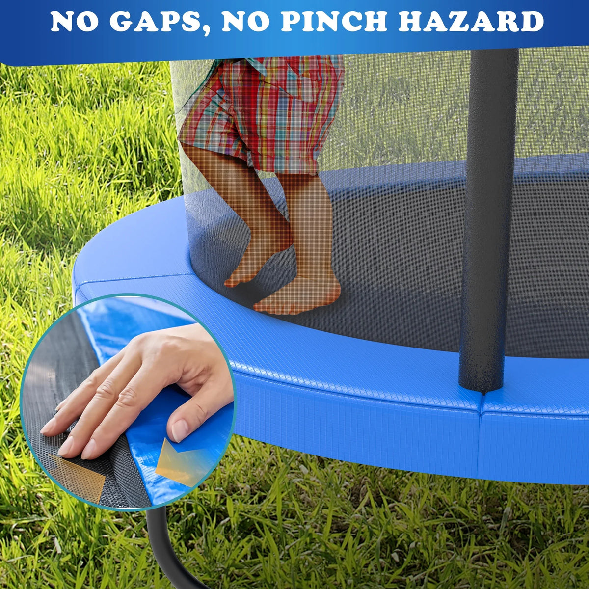 Seizeen 6FT Trampoline for Kids, 3-IN-1 Rectangular Outdoor/Indoor Trampoline with Enclosure, Basketball Hoop, Swing
