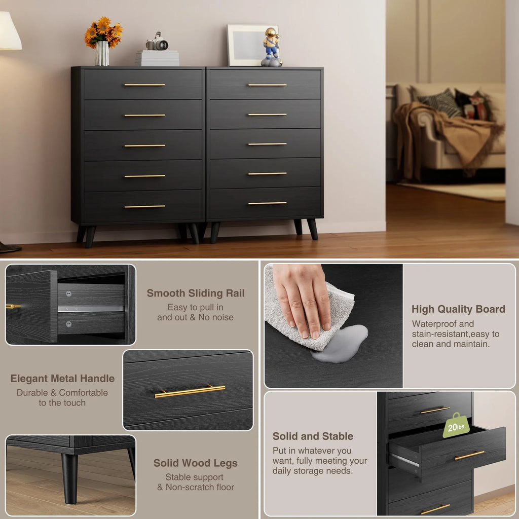 Bedroom Set - Lofka Full Bedroom Furniture Sets include Full Bed Frame, 2 Nightstands, 5-Drawer Dresser and 6-Drawer Dresser, Modern Home Furniture