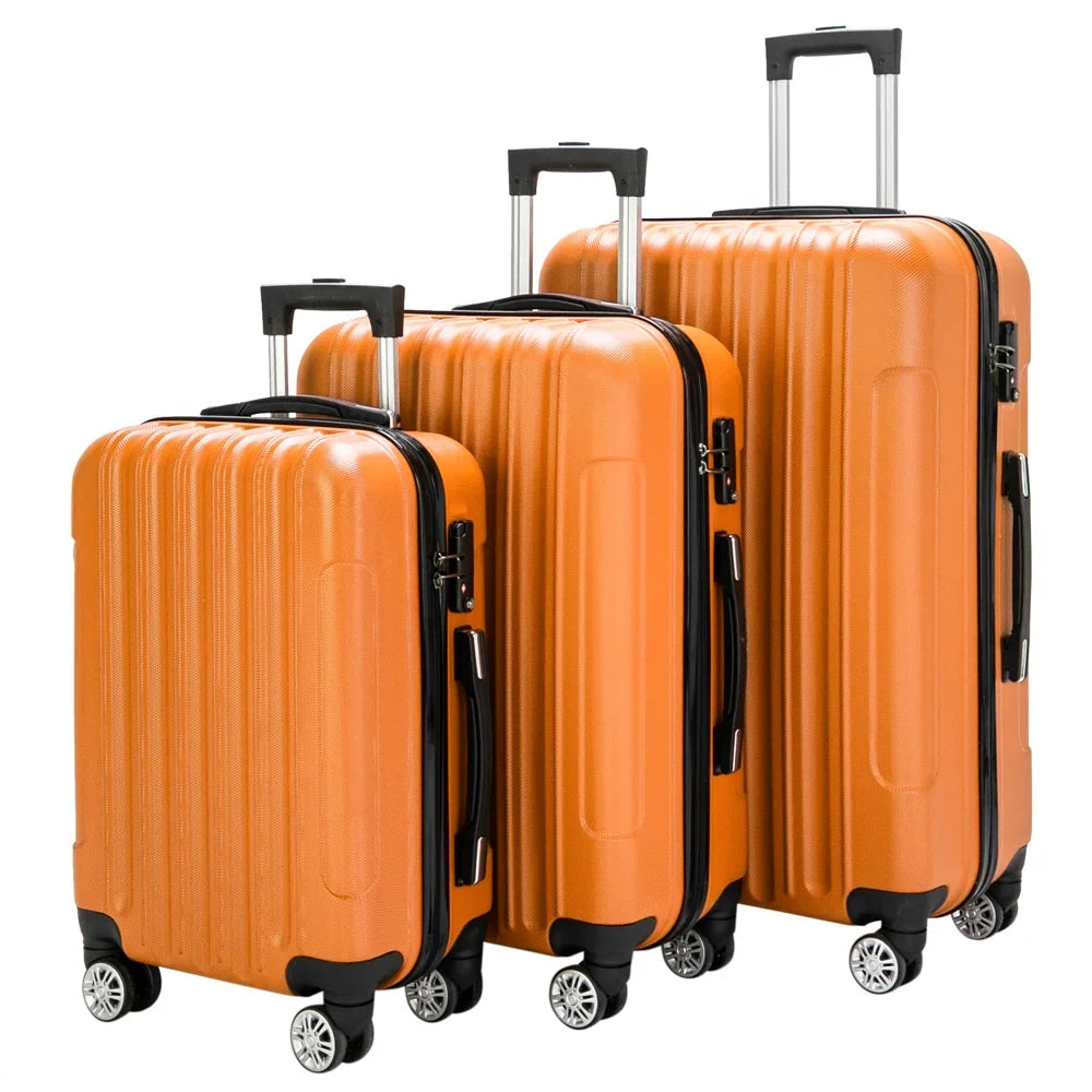 Red 3-Piece Hardshell Spinner Luggage Set (20in, 24in, 28in) - Large ABS Suitcase Set with 8 Wheels, Lightweight & Durable for Travel