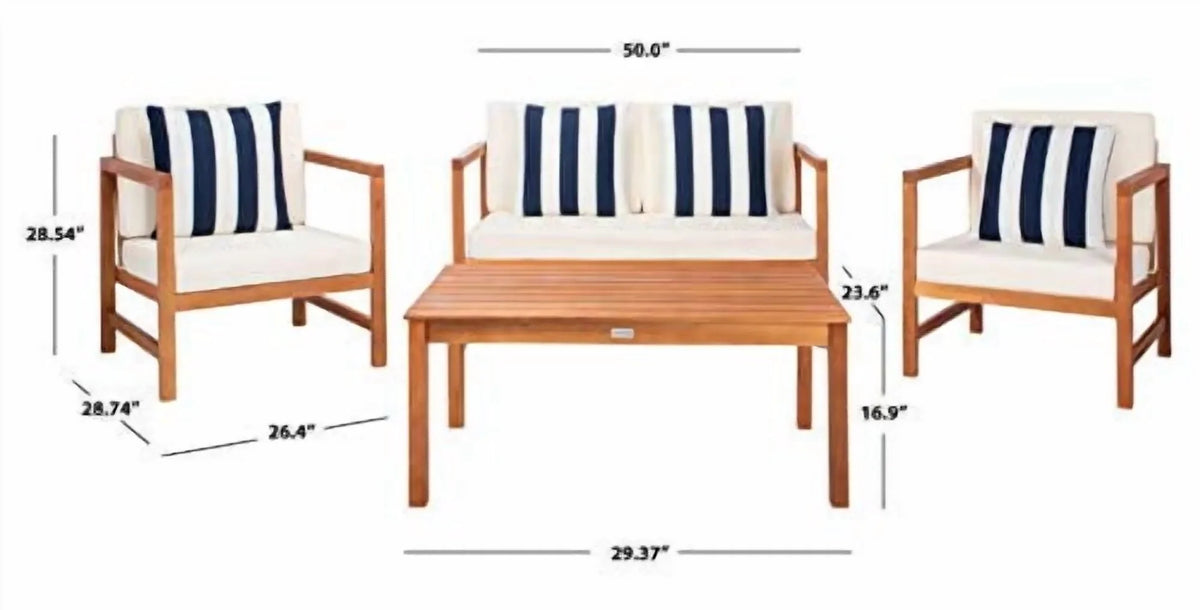 Safavieh Montez 4 Piece Outdoor Set with Accent Pillows