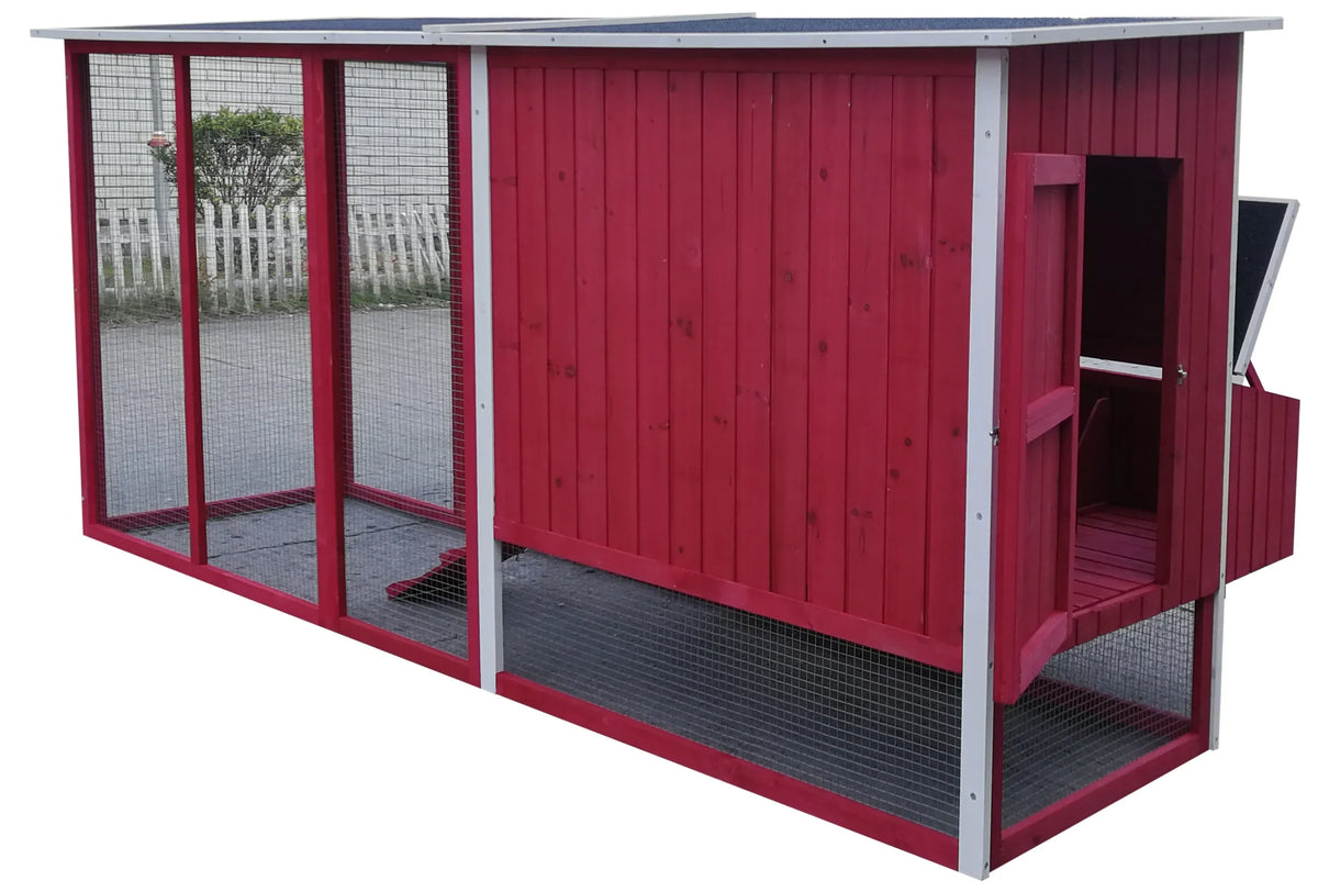 Wooden Portable Backyard Chicken Coop and Run with Chicken Coops, Red Fits 4-6 Chickens