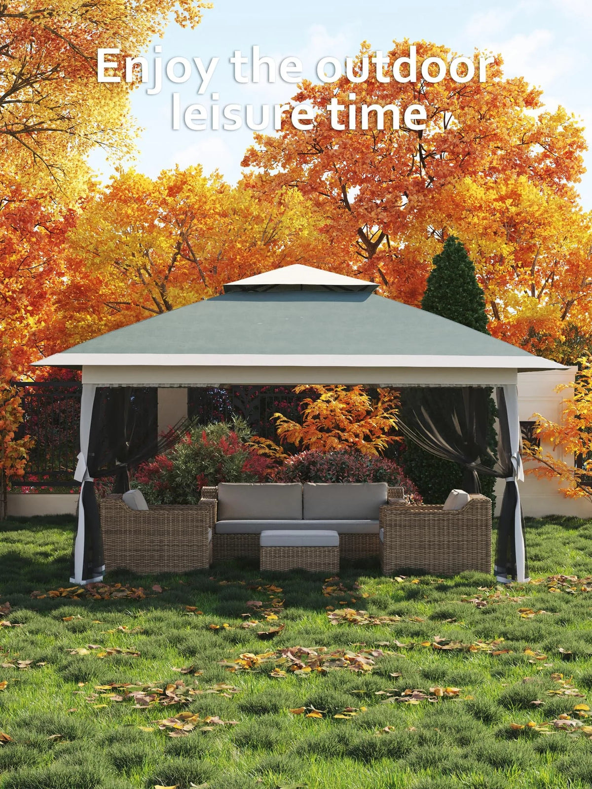 Accreate 13' X 13' Outdoor Patio Gazebo,Outdoor Canopy Tent with Mosquito Netting,Backyard Tent for Party, Wedding, Outdoor Dining, Patio, Backyard