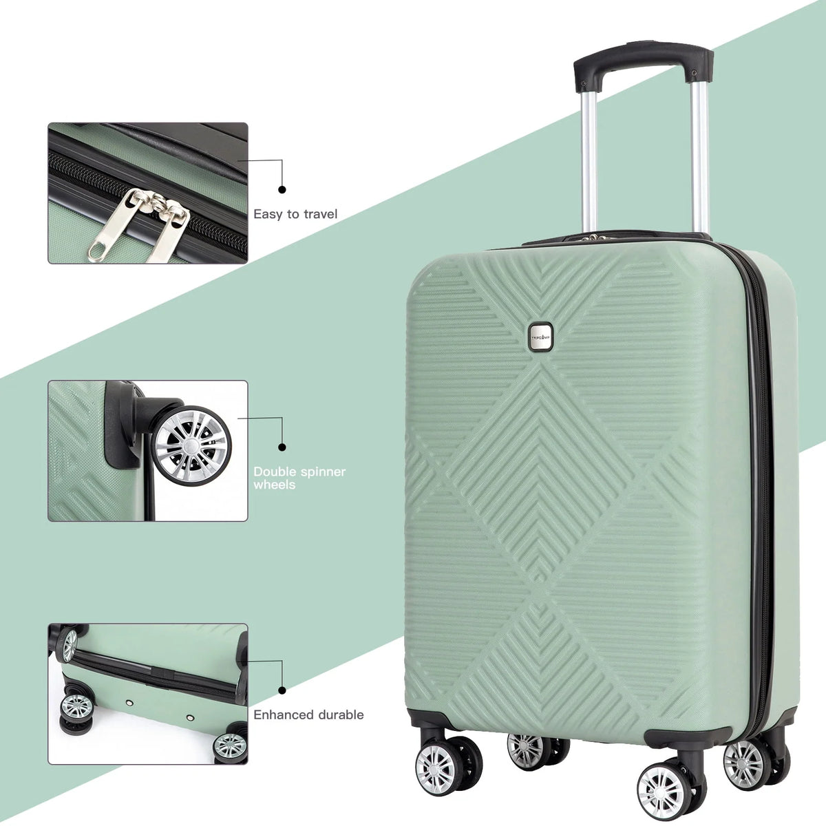 Tripcomp Luggage Sets 4 Piece Suitcase Set (14/20/24/28)Hardside Suitcase with Spinner Wheels Lightweight Carry on Luggage(Black)