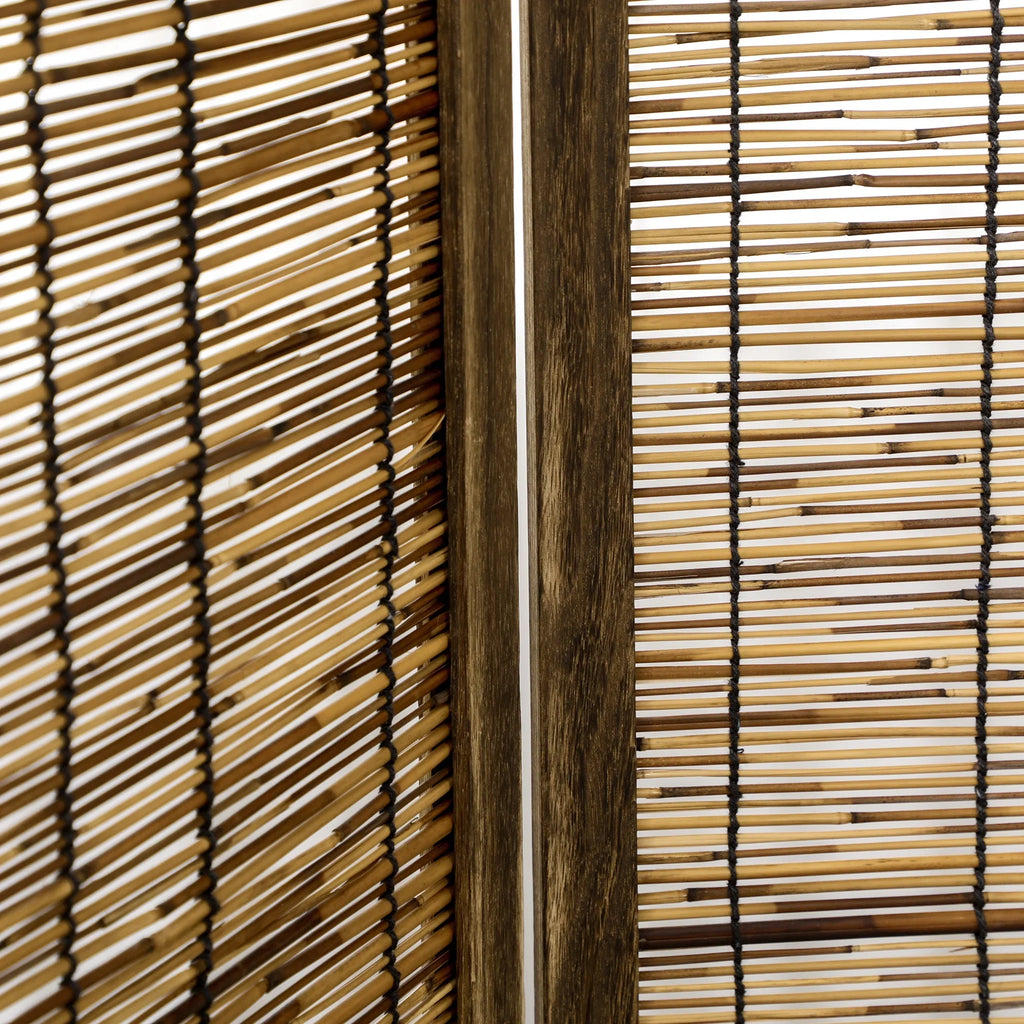 HOMCOM Woven 4 Panel Room Divider, 5.5' Tall Folding Privacy Screen, Brown